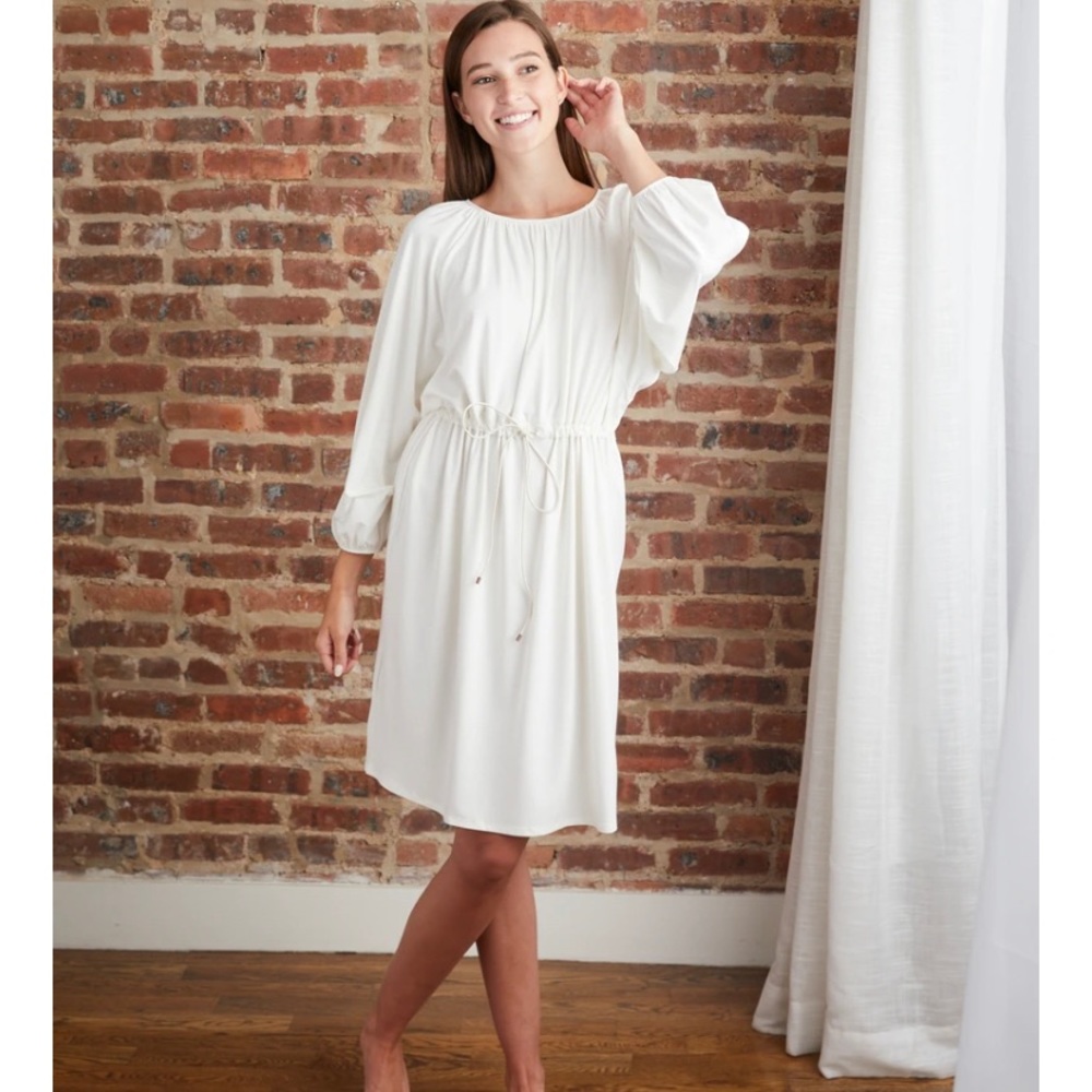 Mimu Maxi Cream Drawstring Dress